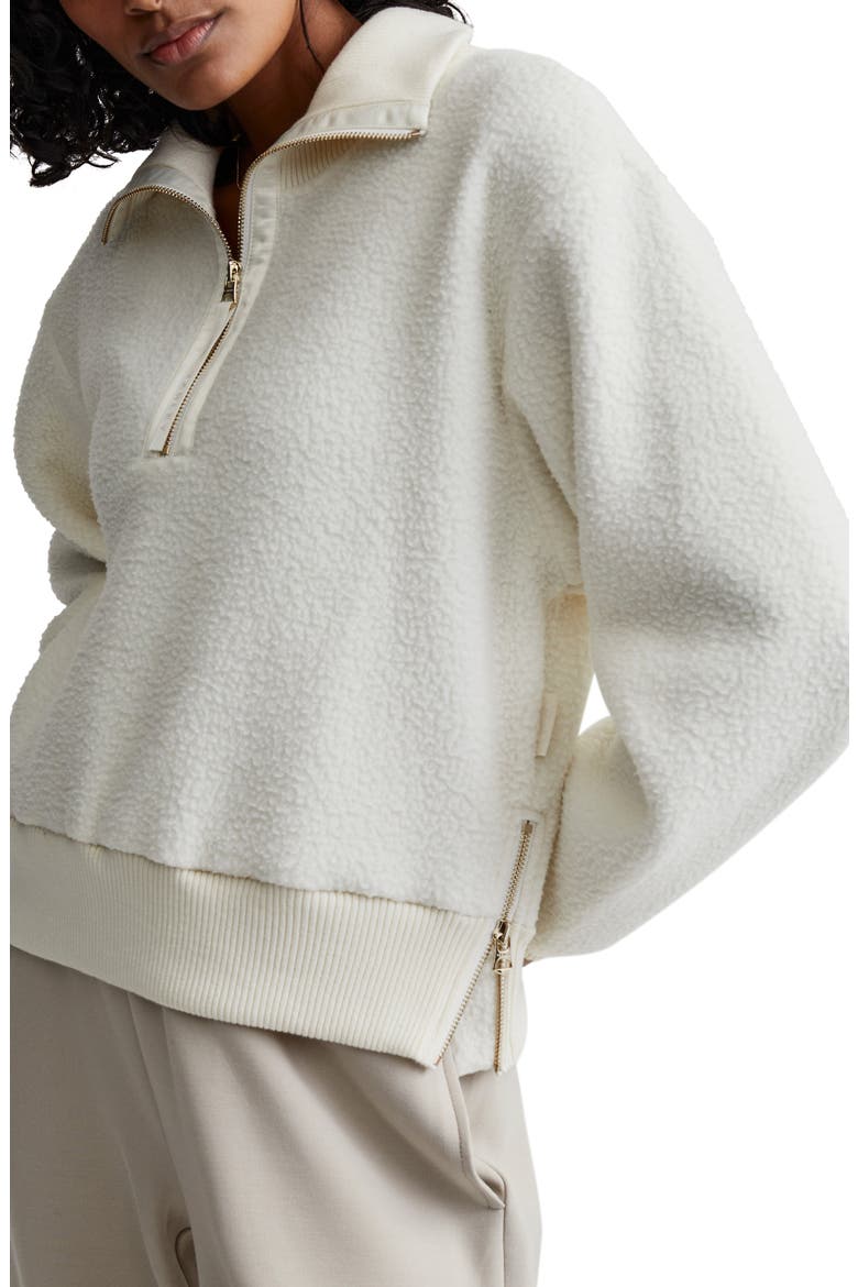 Roselle Recycled Polyester Fleece Half Zip Pullover, Alternate, color, EGRET