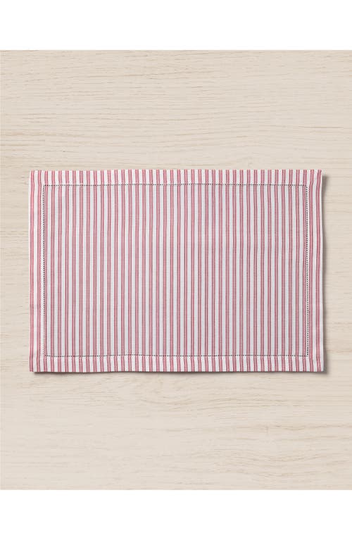 Petite Plume Antique Set of 4 Ticking Stripe Cotton Placemats in Red  product