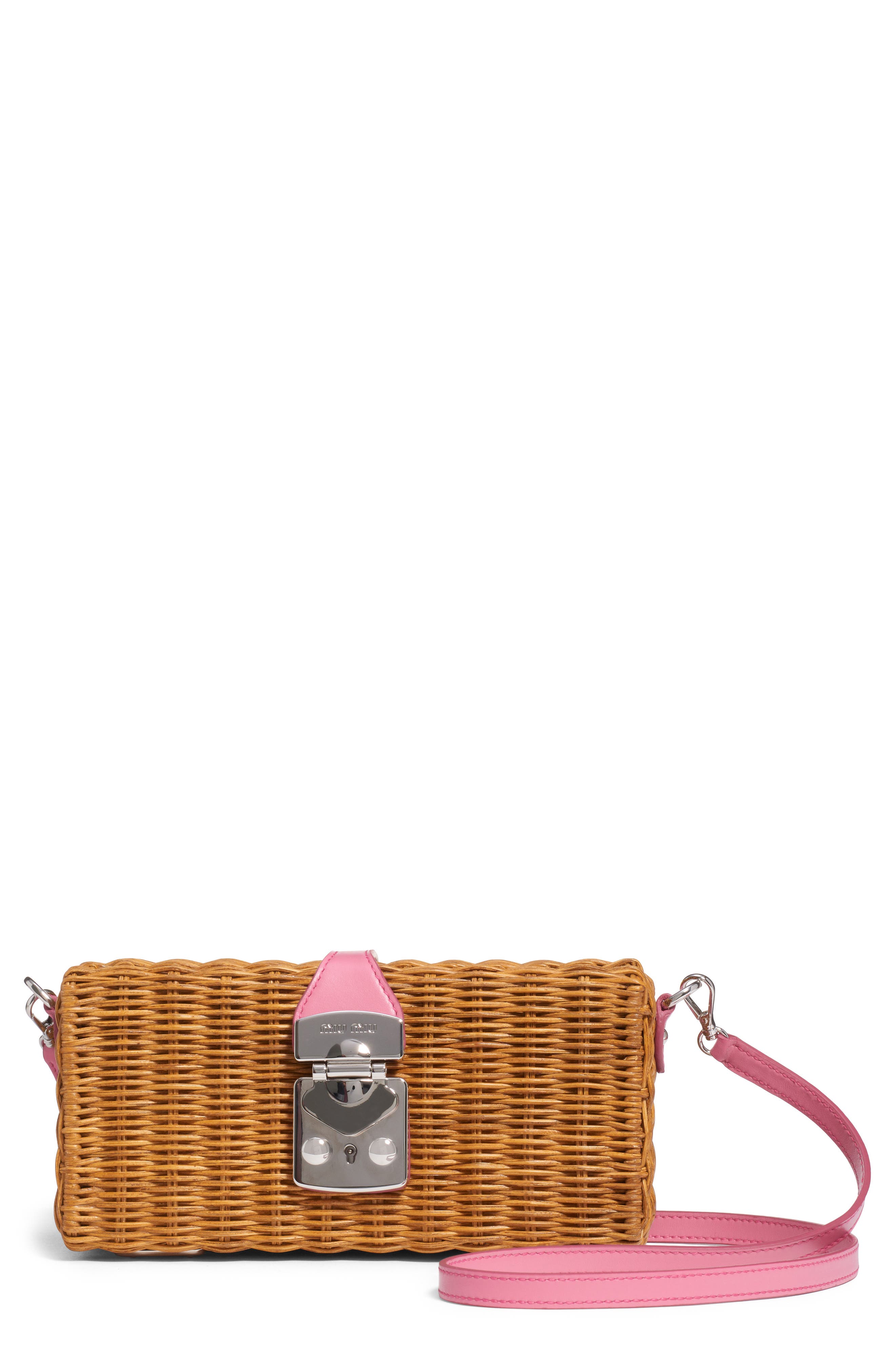 Miu Miu Midollino Basket Clutch, Main, color, 