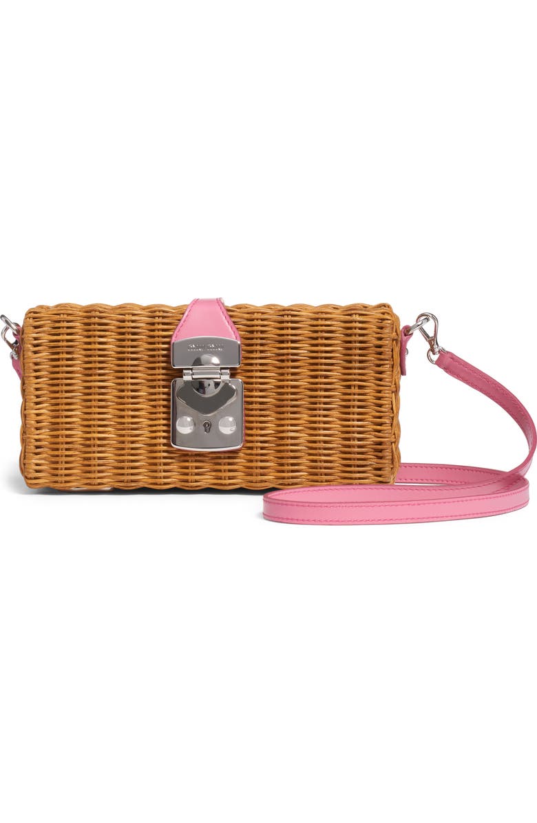 Miu Miu Midollino Basket Clutch, Main, color,
