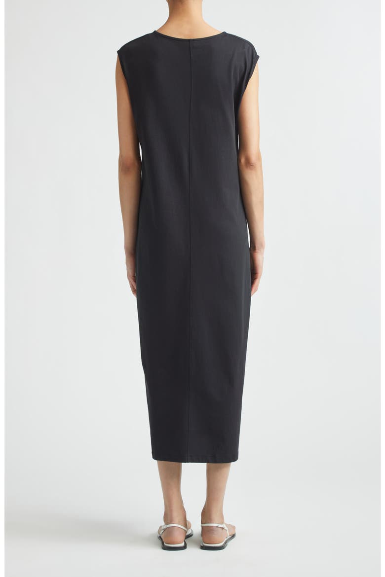 Tie Waist Organic Cotton Jersey Midi Dress, Alternate, color, BLACK