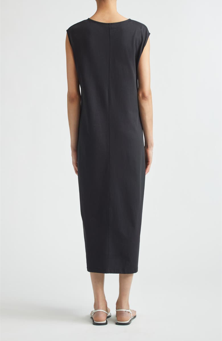 TOTEME Tie Waist Organic Cotton Jersey Midi Dress, Alternate, color, Black