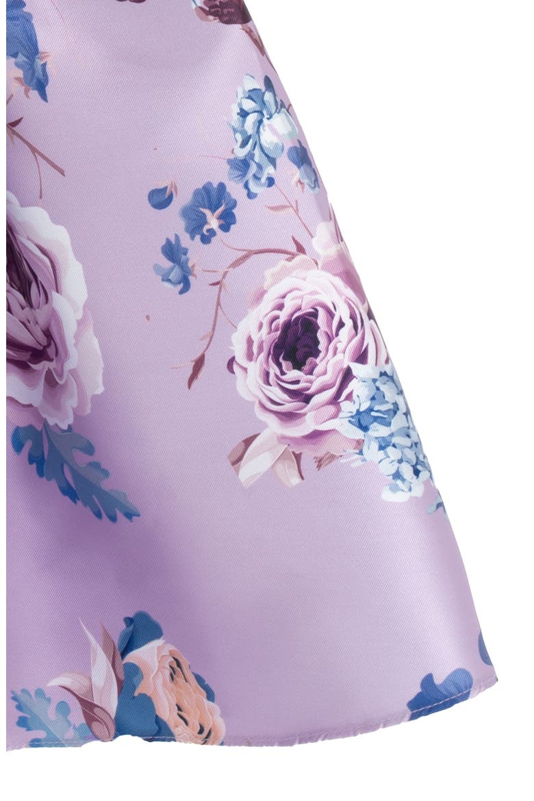 Kids' Printed Mikado Fit & Flare Party Dress, Alternate, color, LILAC
