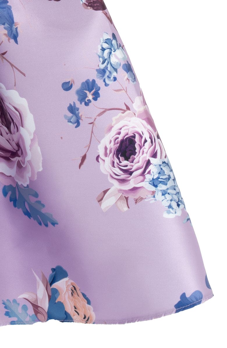 Rare Editions Kids' Printed Mikado Fit & Flare Party Dress, Alternate, color, Lilac