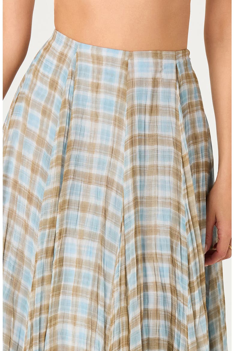 Fiori Plaid Skirt, Alternate, color, BLUE BROWN PLAID