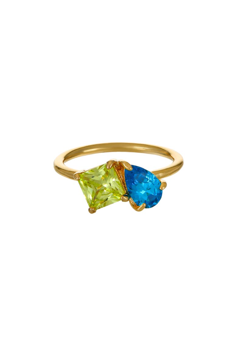 Small Teardrop Cubic Zirconia Ring, Main, color, AQUA