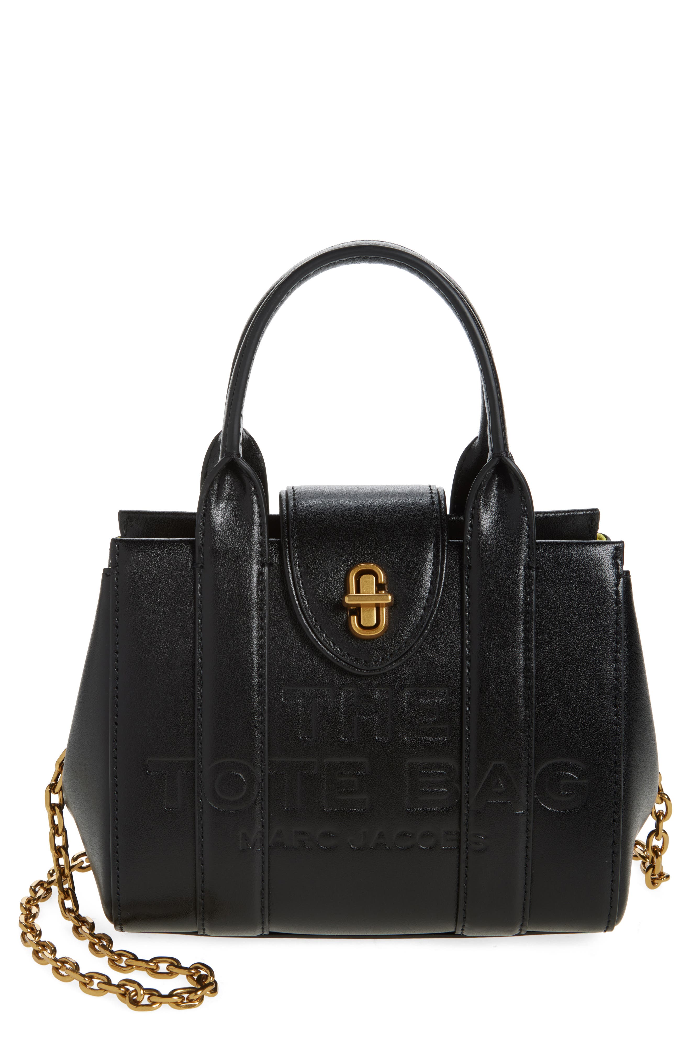Marc Jacobs The Mini Turnlock Leather Crossbody Tote Bag, Main, color, 