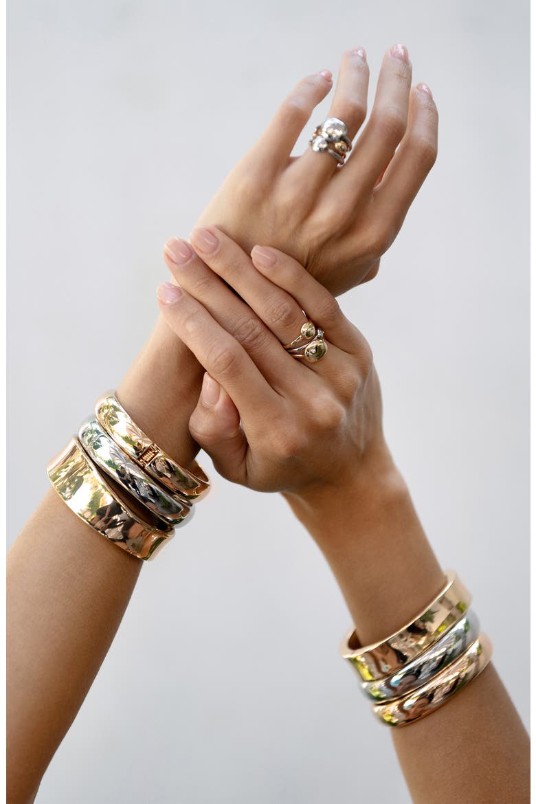 Set of 2 Bangle Bracelets, Alternate, color, GOLD