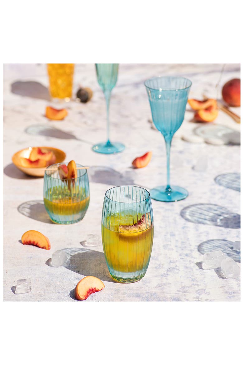 Natalia Teal Highball Glass, Alternate, color, BLUE