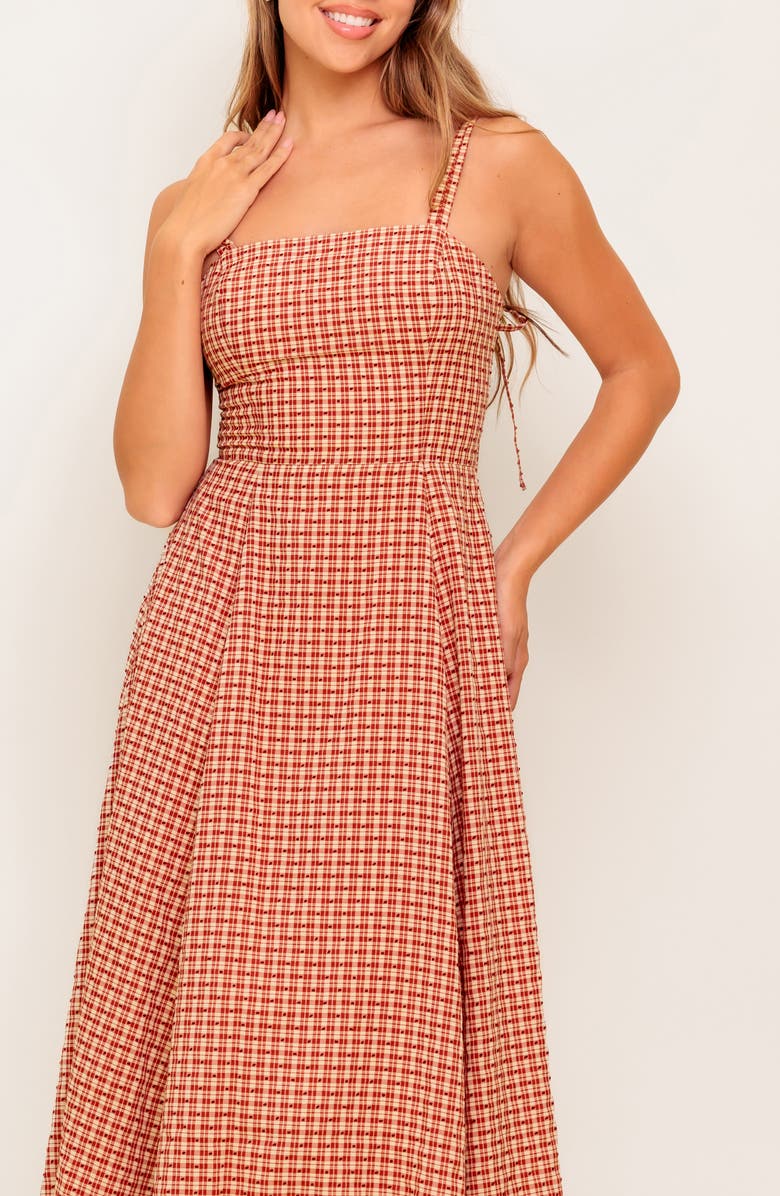 FLYING TOMATO Plaid Fit & Flare Midi Dress, Alternate, color, 