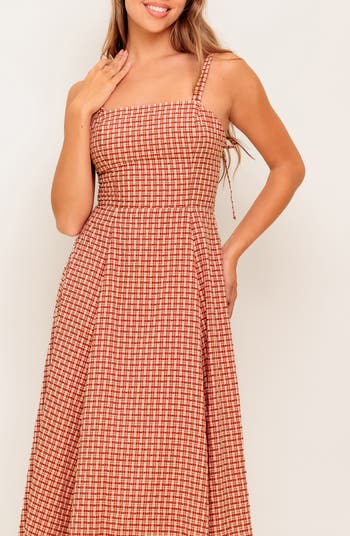 Plaid Fit & Flare Midi Dress