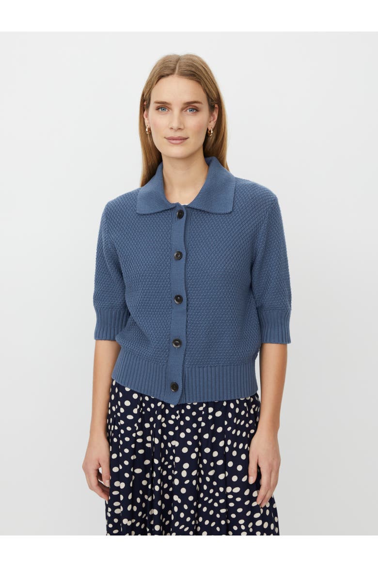 MaLiva Cropped Short Sleeve Cardigan, Main, color, Ensign Blue