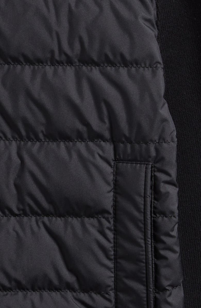 Moncler Kids' Mixed Media Quilted Down Zip Cardigan, Alternate, color, Black