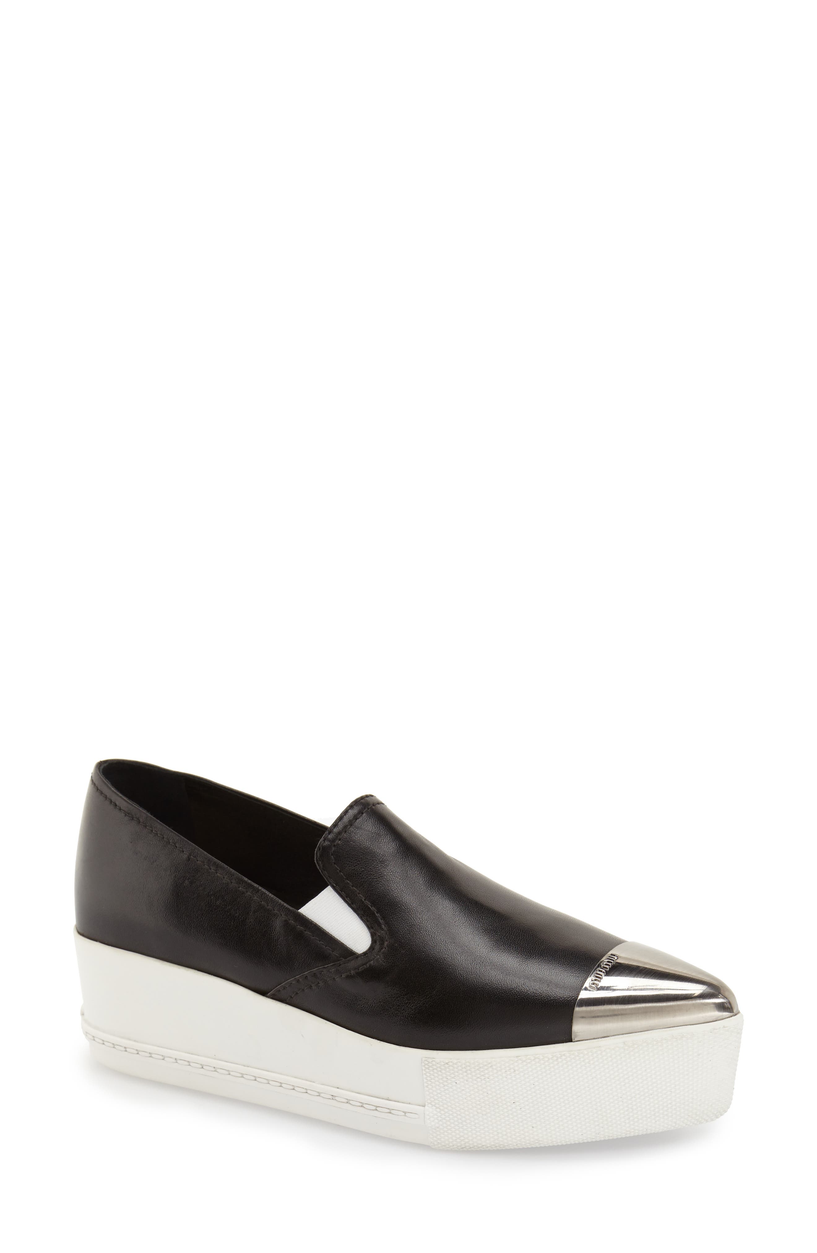 Miu Miu Metal Cap Toe Platform Sneaker, Main, color, 