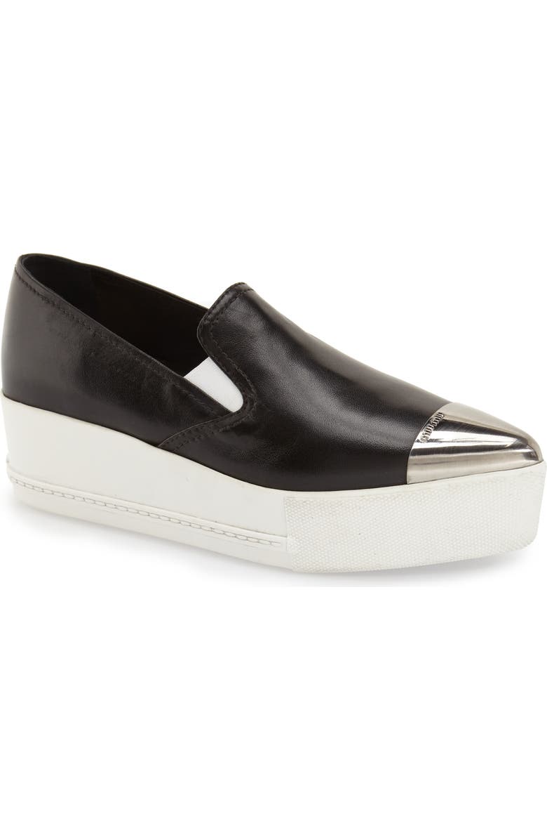 Miu Miu Metal Cap Toe Platform Sneaker, Main, color,