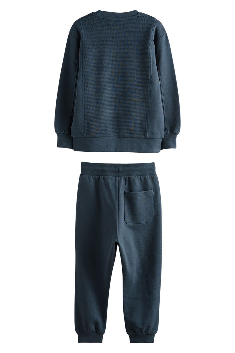 Kids' Waffle Knit Sweatshirt & Joggers Set, Alternate, color, NAVY