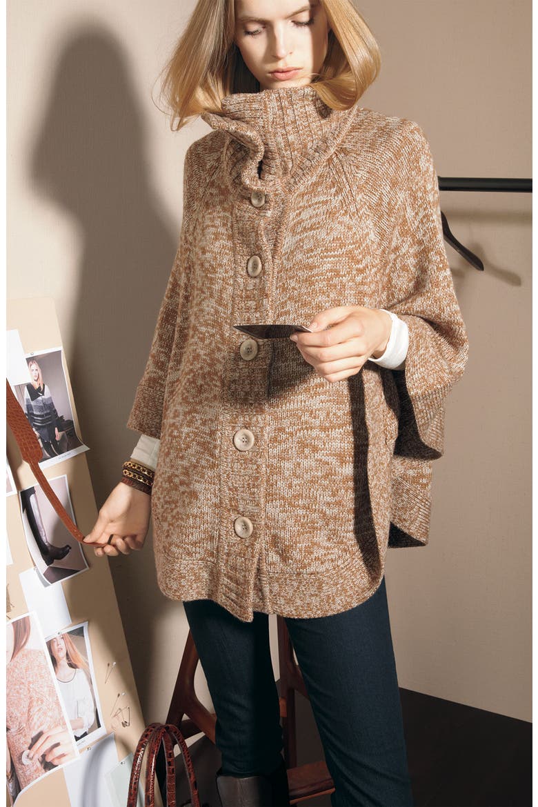 Marled Poncho, Alternate, color, BLACK TWIST