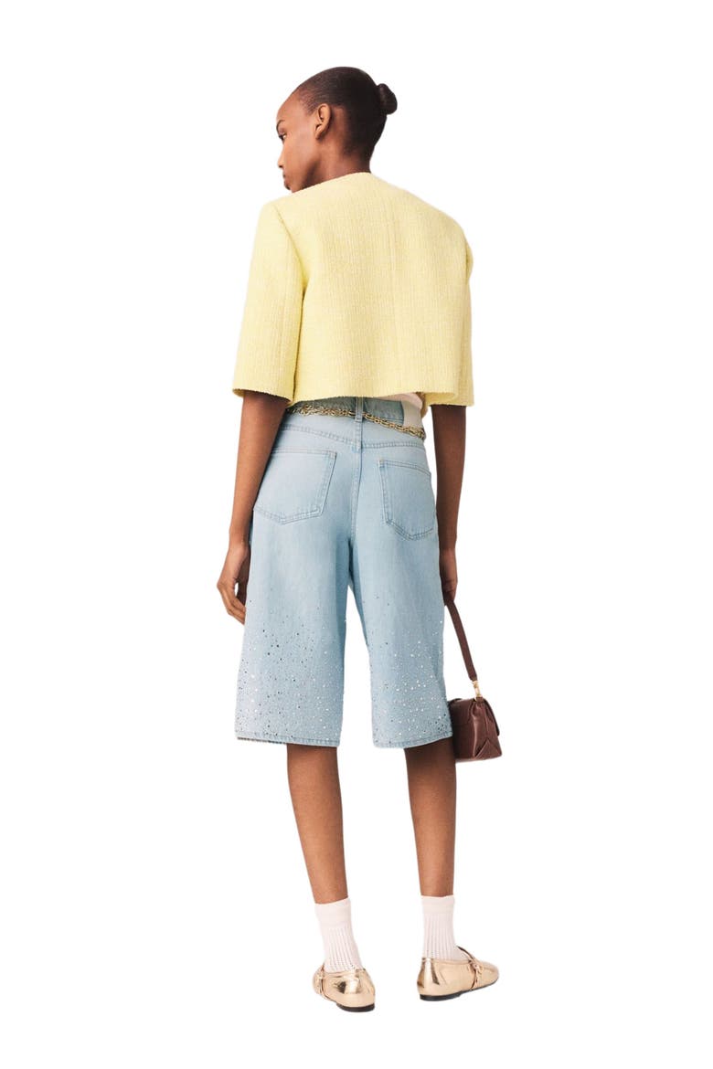 Short-sleeved tweed jacket, Alternate, color, Pale yellow