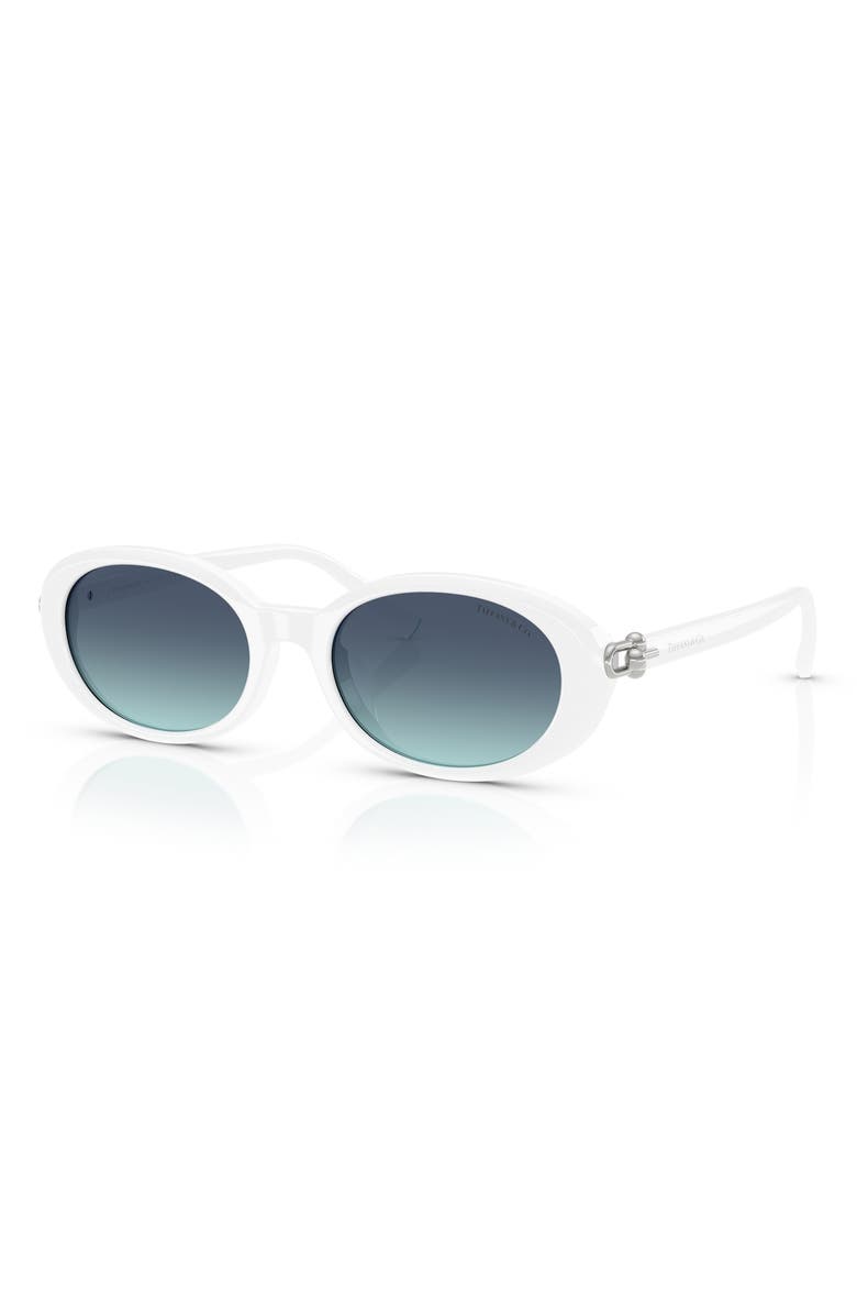 Tiffany 
Co. 54mm Oval Sunglasses, Alternate, color, Bright White / Azure Blue