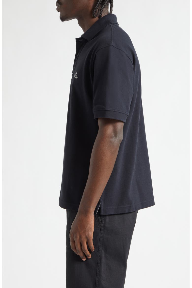 Institutional One Embroidered Cotton Piqué Polo, Alternate, color, NAVY BLUE