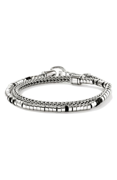 Heishi Double Wrap Bracelet, Sterling Silver, Gemstones