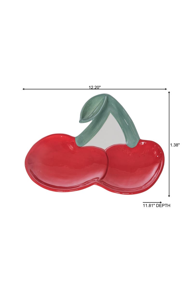 Transpac Dolomite Cherry Platter Multicolored for Spring Serving and Entertaining, Alternate, color, Multicolored