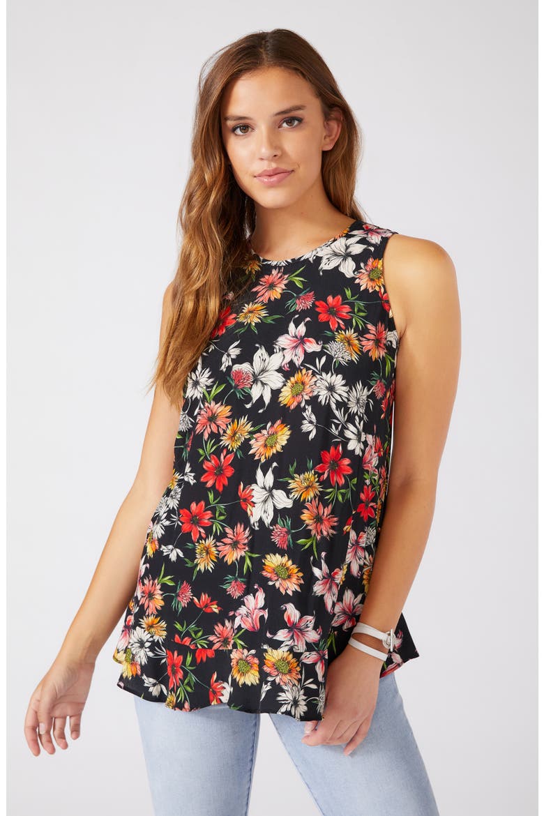 Floral Ruffle Hem Tank, Alternate, color, FLORAL