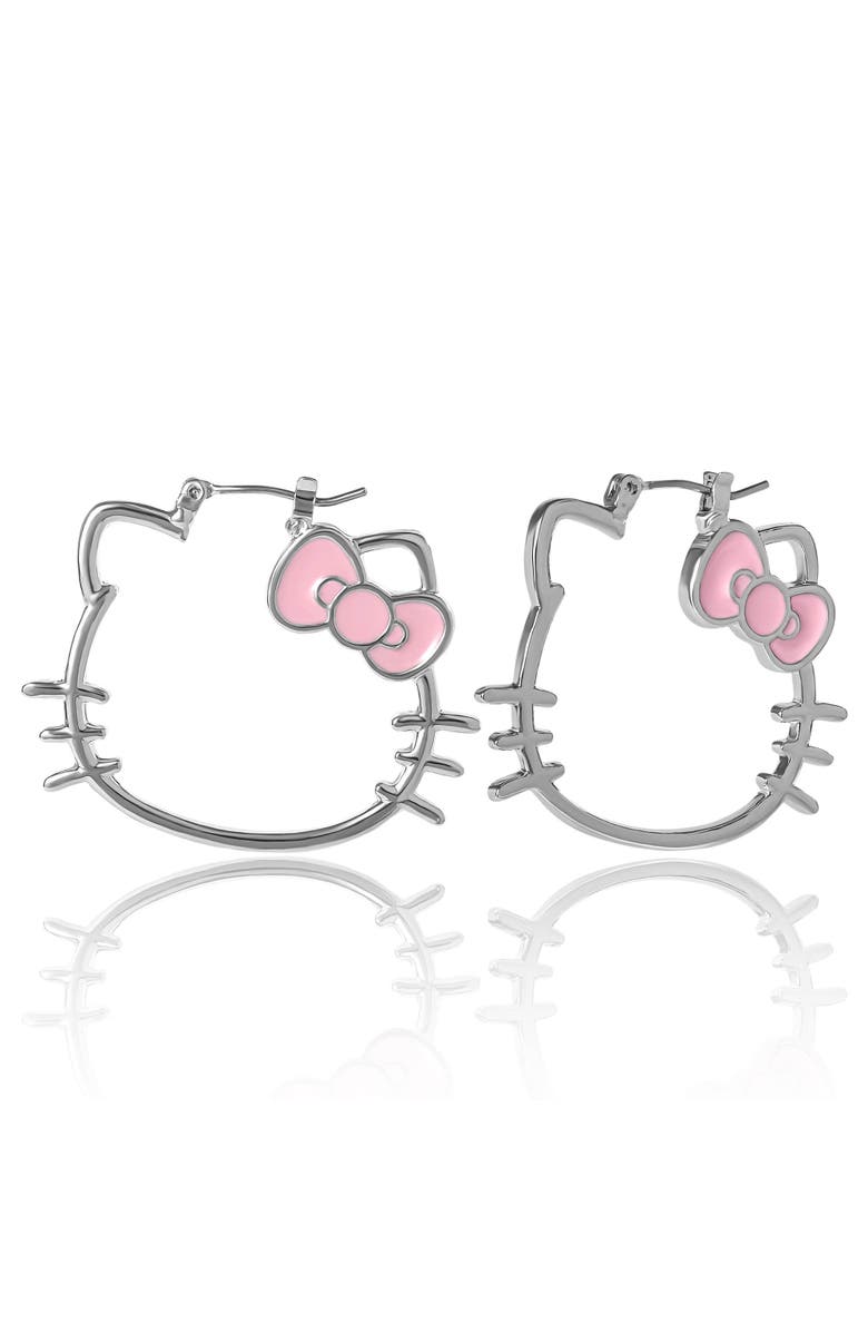 Hello Kitty Silhouette Hoop Earrings, Main, color, Silver