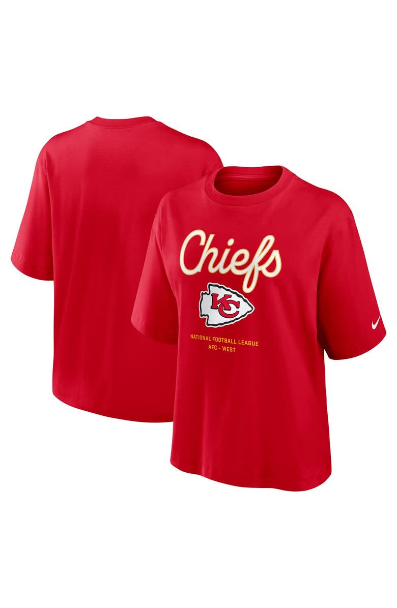 Nike Women's Nike Red Kansas City Chiefs Essential Script Relaxed Boxy T-Shirt, Alternate, color, Red