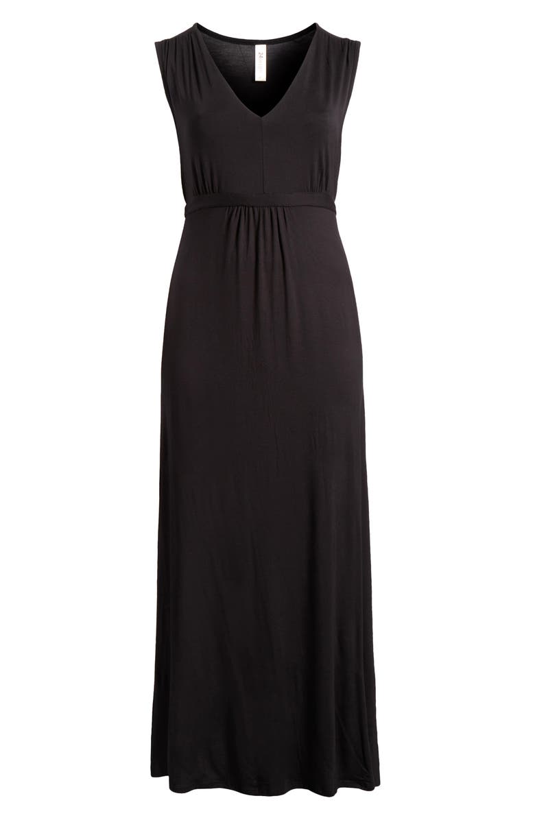 24seven Comfort Apparel Sleeveless Jersey Maxi Dress, Alternate, color, Black