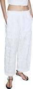 MANGO Floral Jacquard Cotton Drawstring Ankle Pants