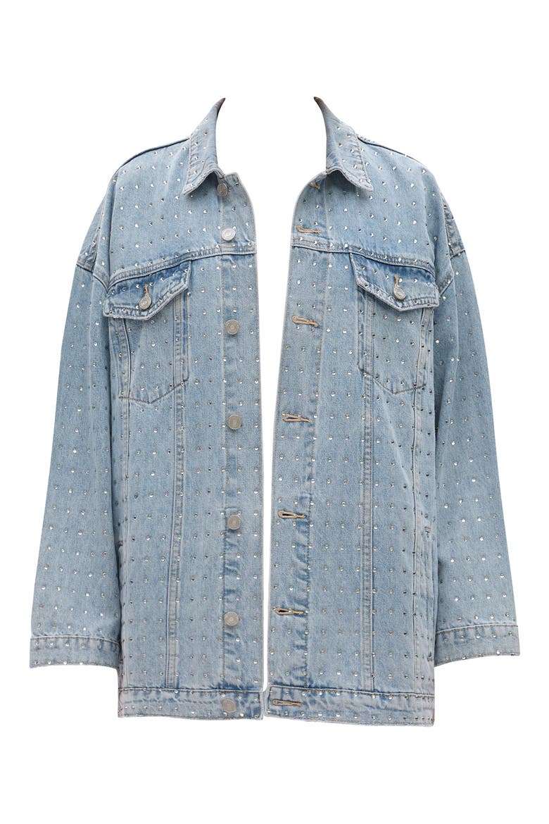 Oversize Rhinestone Denim Jacket, Alternate, color, LIGHT BLUE