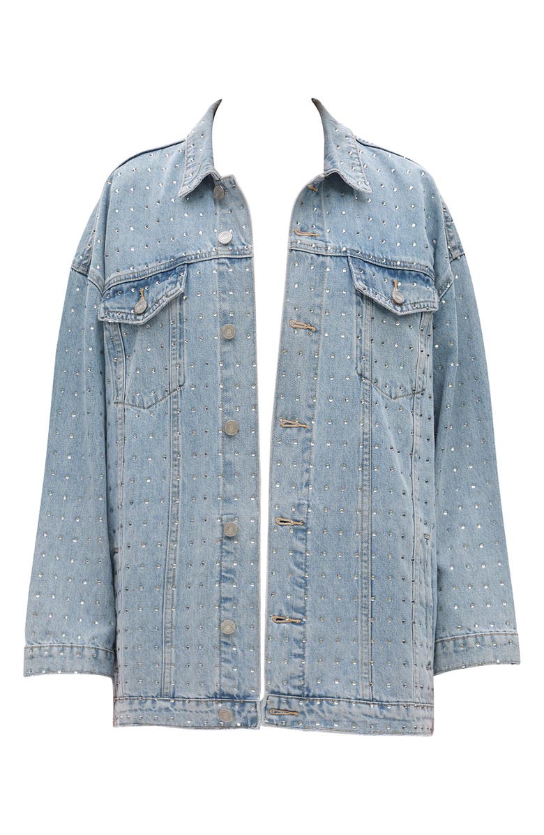 Bayeas Oversize Rhinestone Denim Jacket, Alternate, color, Light Blue