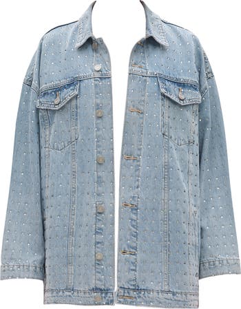 Bayeas Oversize Rhinestone Denim Jacket | Nordstrom
