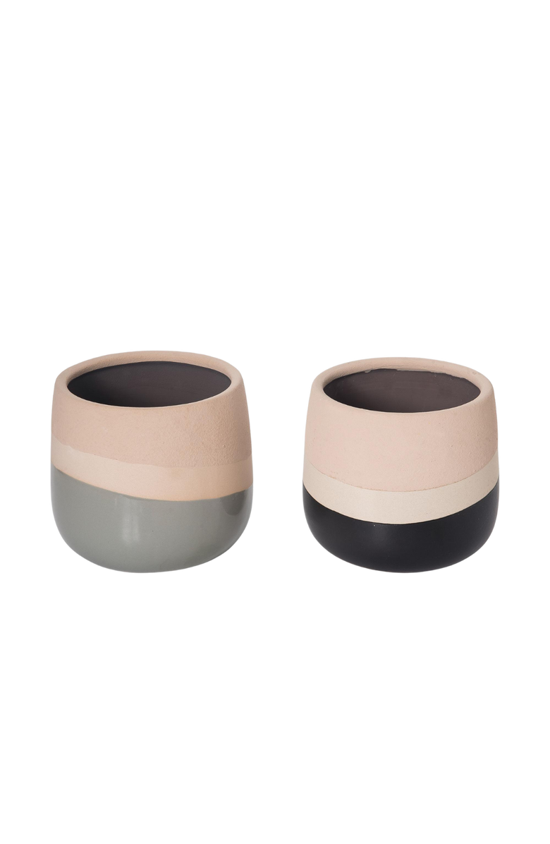 Transpac Stoneware Black and Ivory Planter Set of 2 for Spring Home Decorations Perfect for Spring and Summer, Main, color, Multicolored