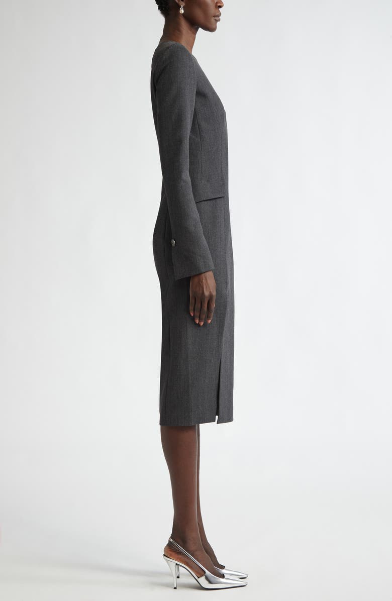 ST. JOHN Pinstripe Long Sleeve Luxe Suiting Dress, Alternate, color, 