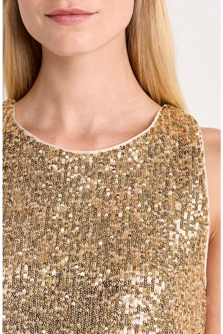 Kiki Sleeveless Sequin Swing Dress, Alternate, color, GOLD