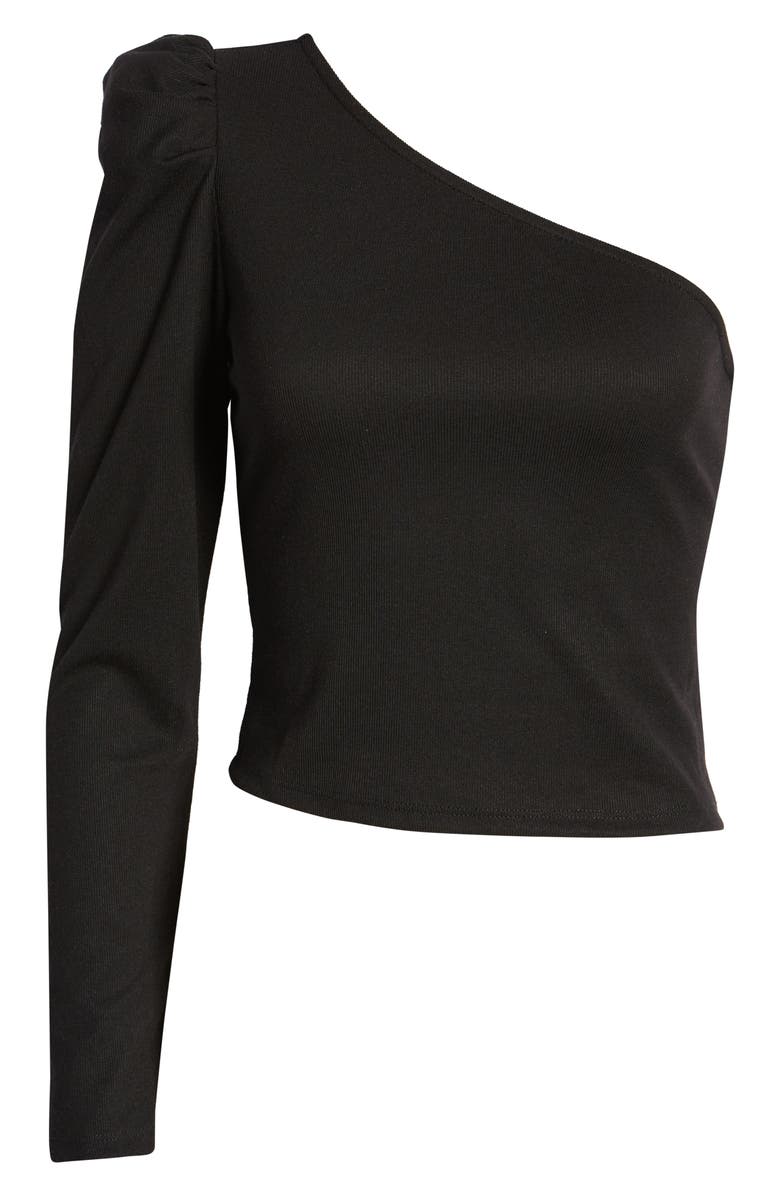 Open Edit One-Shoulder Puff Sleeve Top, Alternate, color,
