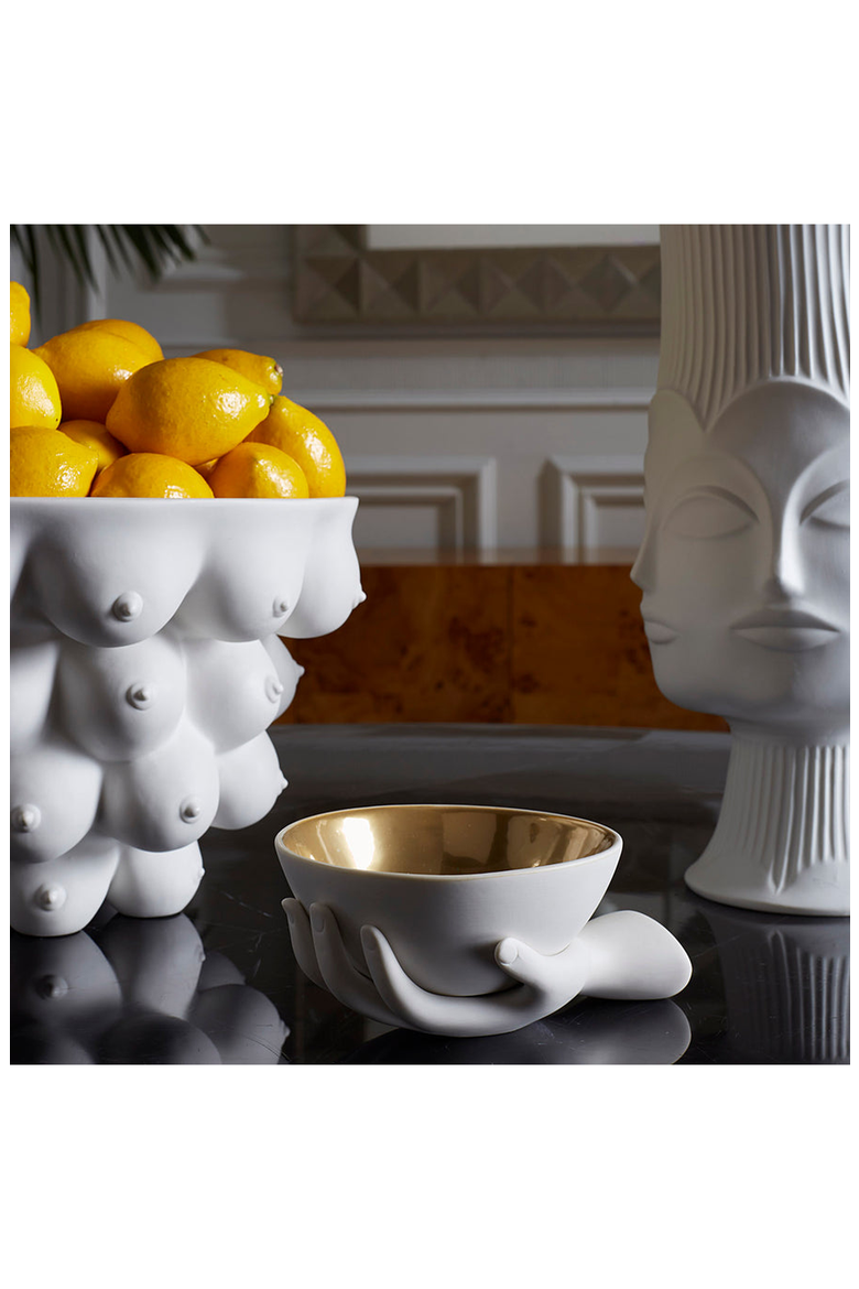 Eve Accent Decorative Bowl, Alternate, color, White / Gold