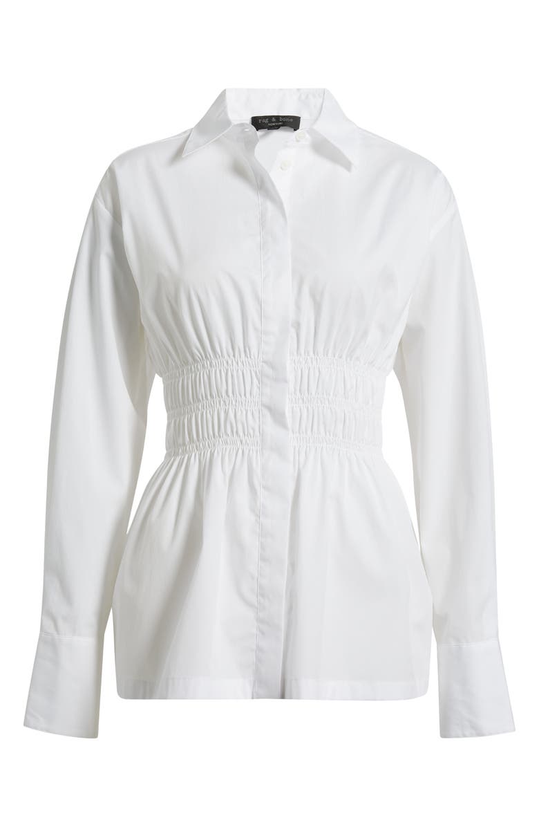 rag & bone Blythe Cotton Smocked Waist Peplum Button-Up Shirt, Alternate, color, White