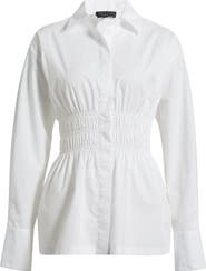 rag & bone Blythe Cotton Smocked Waist Peplum Button-Up Shirt