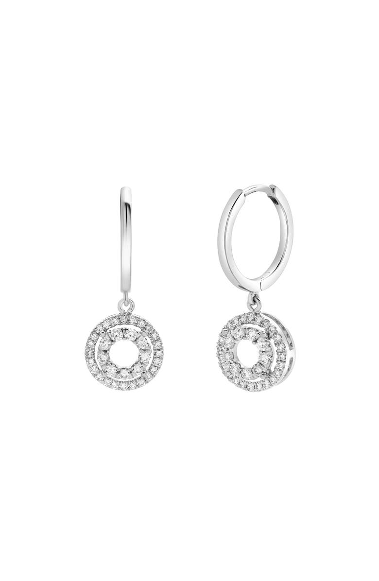 LuvMyJewelry Edwina Pave Round Diamond Drop Huggie Hoop Earrings in 14K Gold, Main, color, 14K White Gold