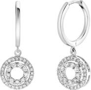LuvMyJewelry Edwina Pave Round Diamond Drop Huggie Hoop Earrings in 14K Gold