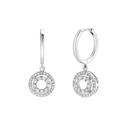 Luvmyjewelry Genevieve Pave Round Diamond Drop Huggie Hoop Earrings In 14k Gold