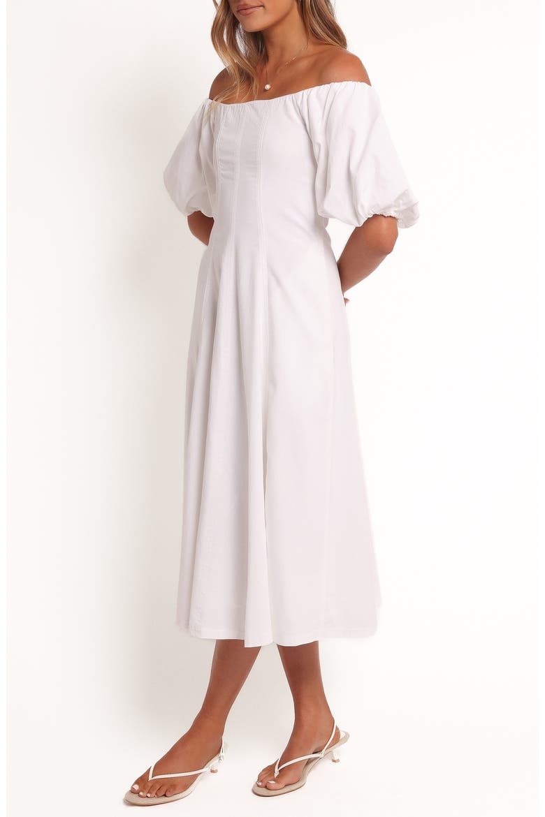 Jensen Off the Shoulder Midi Dress, Alternate, color, IVORY