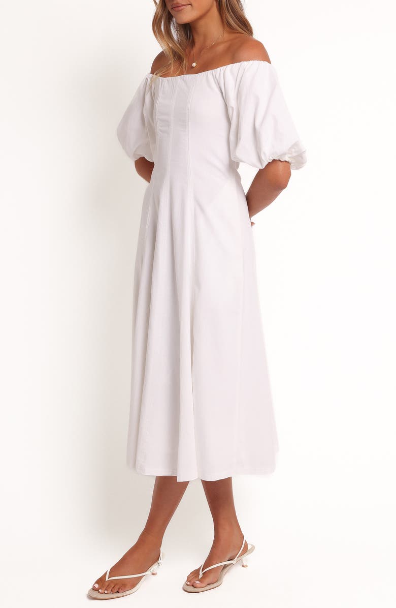 Petal & Pup Jensen Off the Shoulder Midi Dress, Alternate, color, Ivory