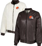 G-III 4HER BY CARL BANKS Women's G-III 4Her by Carl Banks Oatmeal/Brown Cleveland Browns Switchback Reversible Full-Zip Jacket