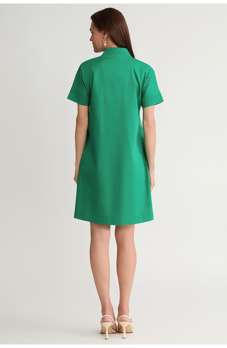 Ming Wang Relaxed A-Line Floral Printed Stretch Cotton Dress, Alternate, color, Kelly Green/White