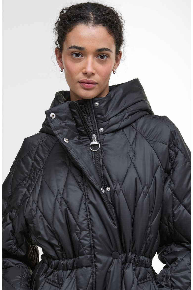 Celina Quilted Hooded Coat, Alternate, color, BLACK/ ONYX TARTAN