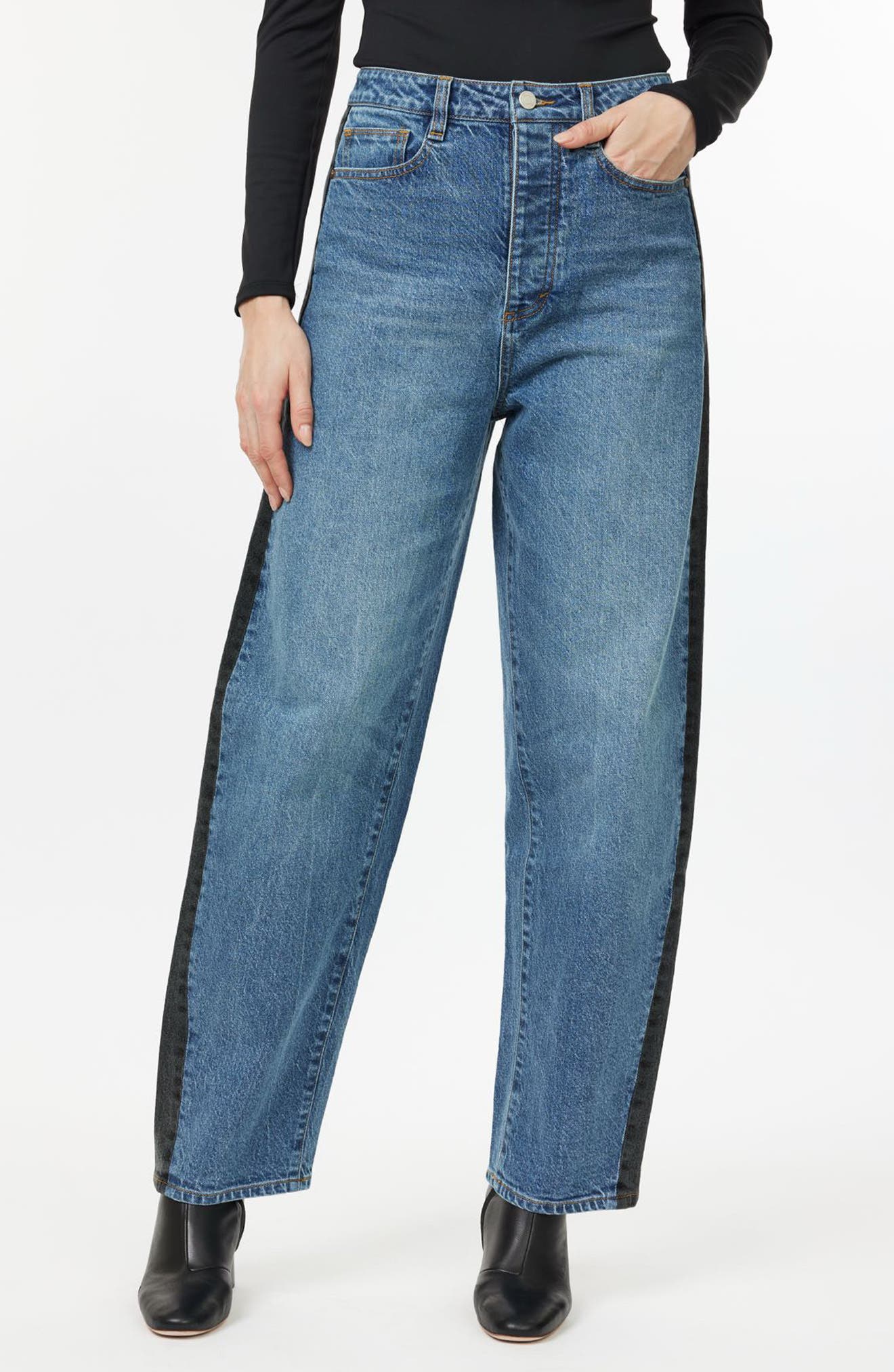 Two Tone Barrel Ankle Jeans